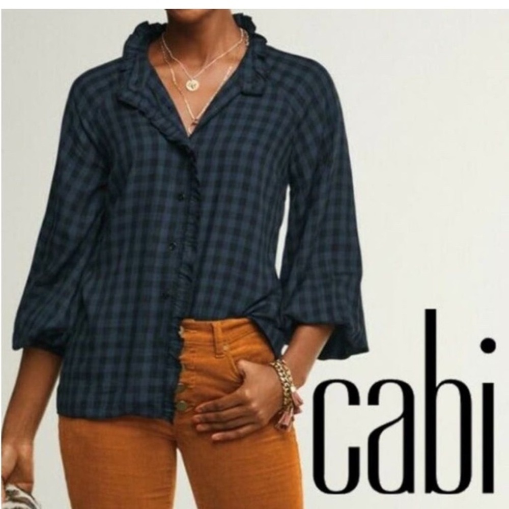 Cabi Women's Aberdeen Blue Checkered Top